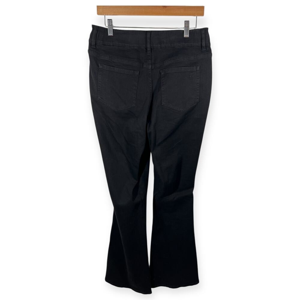 Susan Graver Black High Rise Flare Jeans Pull On Stretch Denim 10 Tall New - Picture 4 of 9